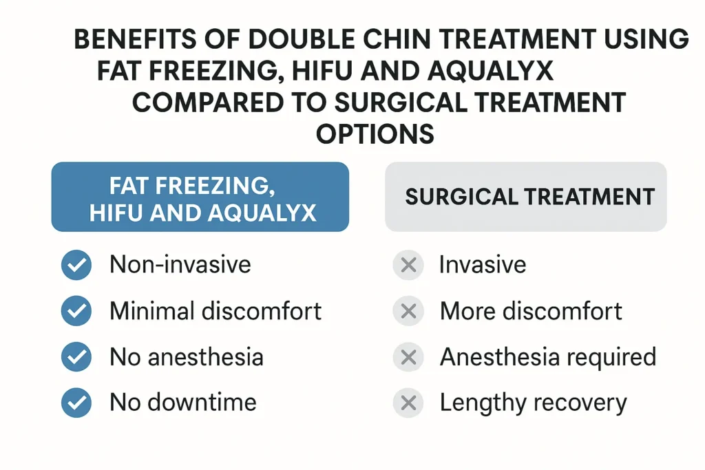Graphic about the benefits of double chin treatment Didcot - from LA LIPO