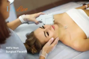 Woman having Hi-Fu to reduce wrinkles Didcot.