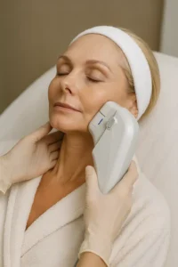 Woman receiving HIFU non surgical facelift treatment Didcot