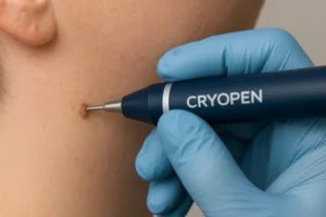 Person receiving skin tag removal Didcot